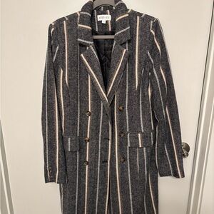 Zara Black and Cream Striped Blazer